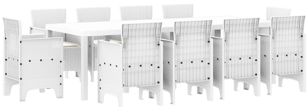 vidaXL Σετ Τραπεζαρίας Κήπου 11 pcs Λευκό 250 x 100 x 73 εκ
