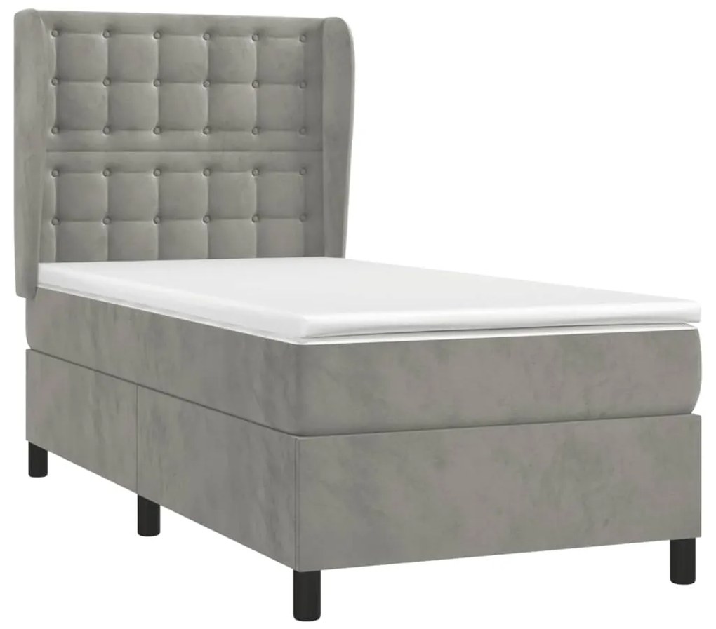 ΚΡΕΒΑΤΙ BOXSPRING ΜΕ ΣΤΡΩΜΑ ΑΝΟΙΧΤΟ ΓΚΡΙ 90X200 ΕΚ. ΒΕΛΟΥΔΙΝΟ 3129429