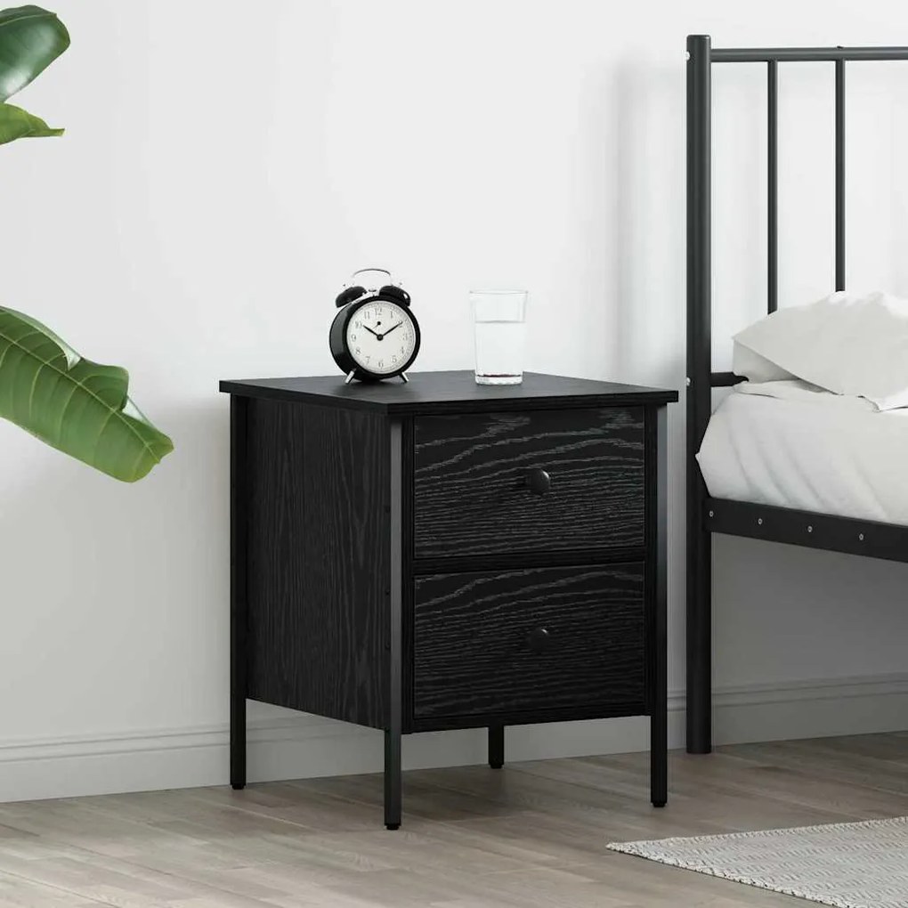 vidaXL Κομοδίνο με συρτάρι Μαύρη δρυς 40 x 42 x 50 cm