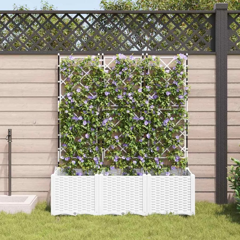 vidaXL Κηποτινάκι με Τρέλα 3 pcs Λευκό 120 x 40 x 143 εκ. PP