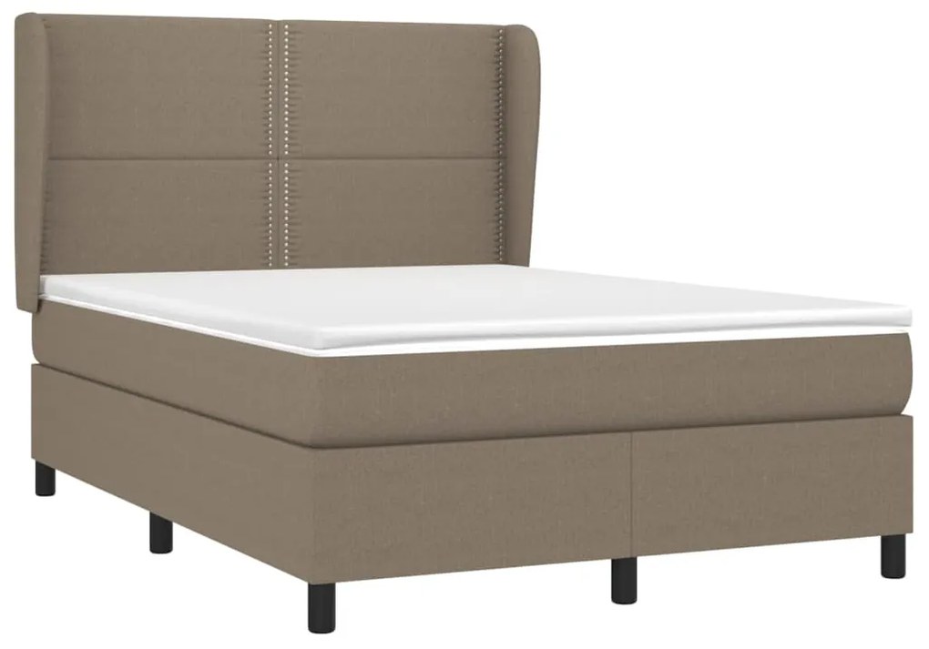 Κρεβάτι Boxspring με Στρώμα Taupe 140x200 εκ. Υφασμάτινο - Μπεζ-Γκρι