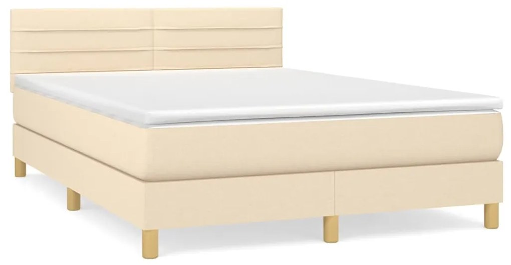 ΚΡΕΒΑΤΙ BOXSPRING ΜΕ ΣΤΡΩΜΑ ΚΡΕΜ 140X190 ΕΚ. ΥΦΑΣΜΑΤΙΝΟ 3140694