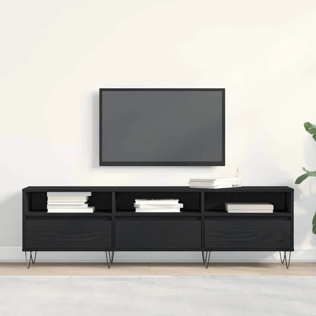 vidaXL Ντουλάπι TV Μαύρη δρυς 150 x 30 x 44.5 εκ. Επεξεργασμένο ξύλο