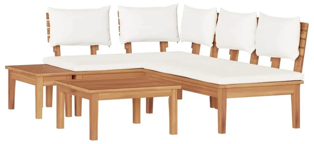 vidaXL Σετ Παγκάκι Κήπου με μαξιλάρι 4 pcs Καφέ και Κρέμα