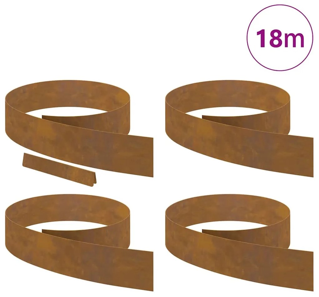 vidaXL Περίγραμμα γκαζόν 4 pcs Σκ rusty 450 x 0.05 x 15 εκ