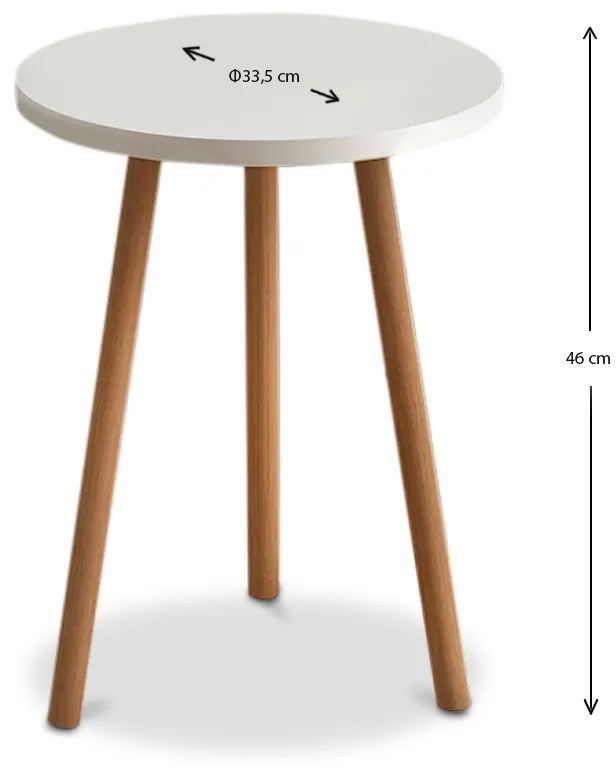 Τραπεζάκι βοηθητικό Roma Megapap χρώμα λευκό 33,5x33,5x46εκ.