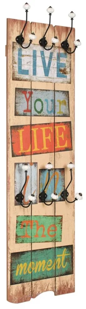 vidaXL Κρεμάστρα Τοίχου «LIVE LIFE» με 6 Γάντζους 120 x 40 εκ.