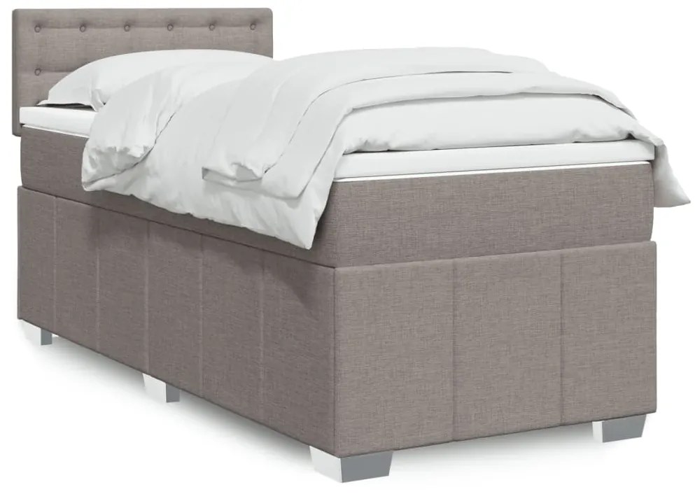 vidaXL Κρεβάτι Boxspring με Στρώμα Taupe 80x200 εκ. Υφασμάτινο
