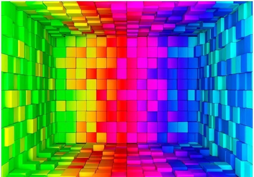 Αυτοκόλλητη φωτοταπετσαρία - Rainbow Cube - 147x105