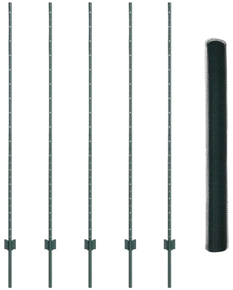 vidaXL Φράχτης με Στήλες. Πράσινο 1.5 x 10 m Ατσάλι