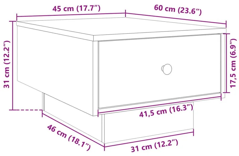 Τραπεζάκι Σαλονιού Γκρι Σκυροδ. 60x45x31 εκ Επεξεργασμ. Ξύλο - Γκρι