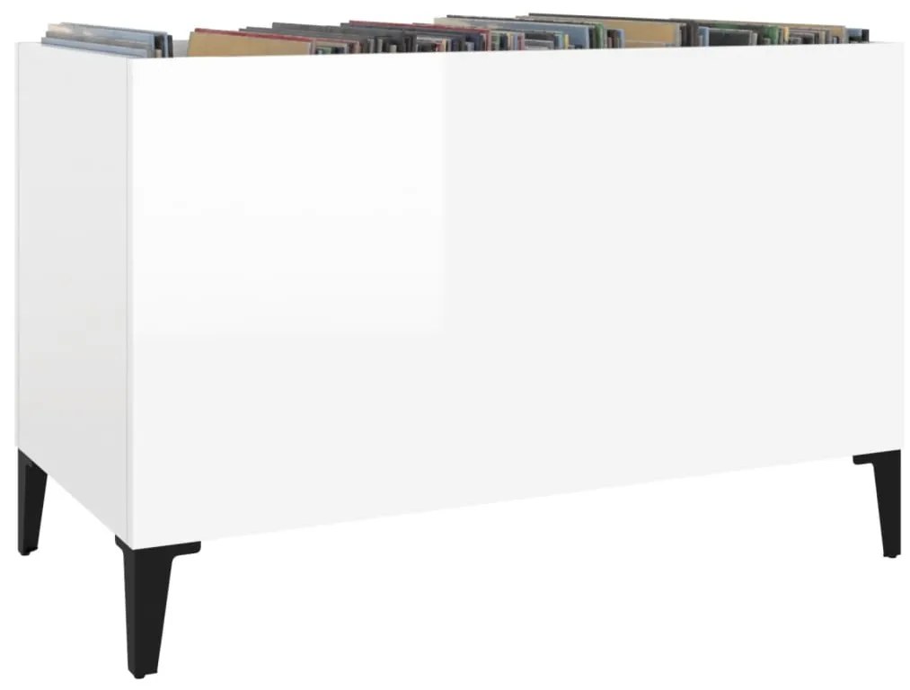 vidaXL Δισκοθήκη Γυαλιστερή Λευκή 74,5x38x48 εκ. Επεξεργασμένο Ξύλο