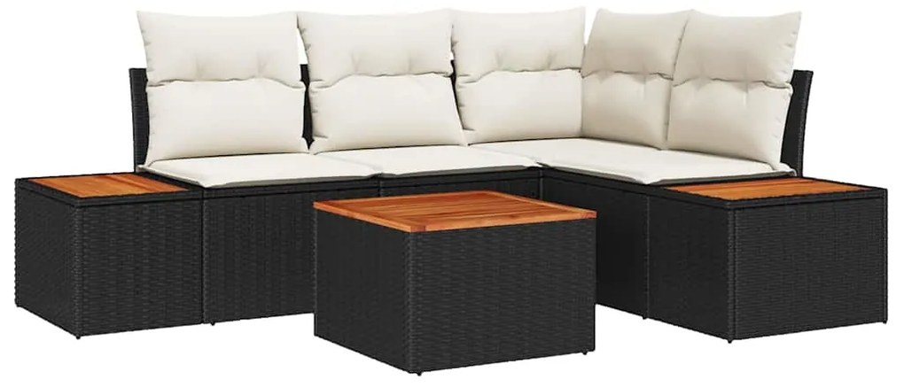 vidaXL Σετ Καναπέ Κήπου με μαξιλάρι 5 pcs Μαύρο συνθετικό ρατάν
