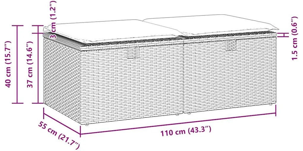 vidaXL Σαλόνι Κήπου 2 Τεμαχίων Μαύρο Συνθετικό Ρατάν Μαξιλάρια Ακακία