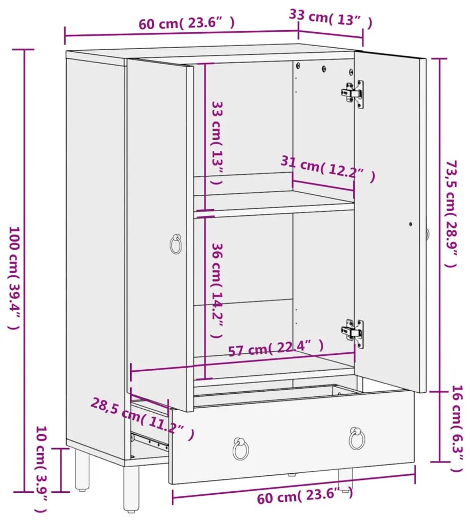 ΒΙΤΡΙΝΑ 60 X 33 X 100 ΕΚ. ΑΠΟ ΜΑΣΙΦ ΞΥΛΟ ΜΑΝΓΚΟ 358242