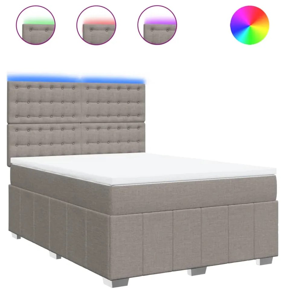 vidaXL Κρεβάτι Boxspring με Στρώμα Taupe 140x190 εκ. Υφασμάτινο