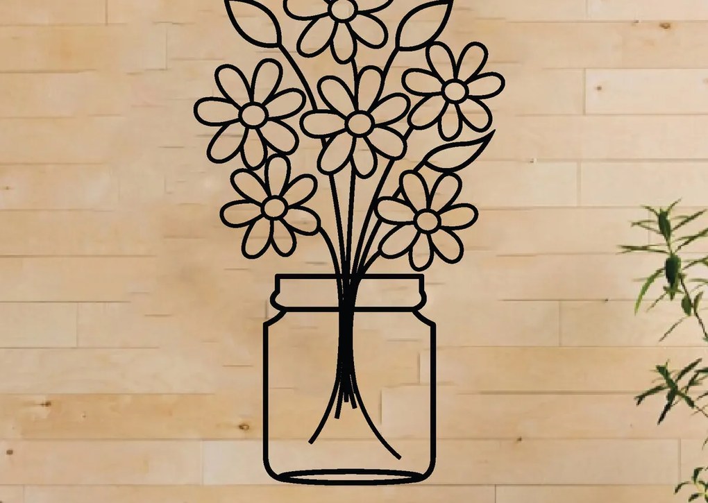 Intra απο ξύλο plywood  Χρώμα wenge 3mm-4mm πάχος - Λουλούδι σε βάζο διακόσμηση τοίχου, Laser Δίασταση 40x50 cm INTRAFABR-37387190