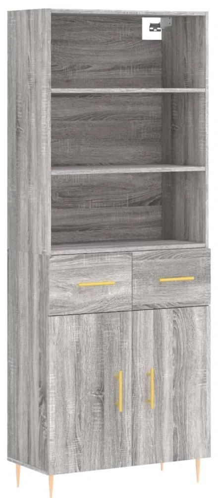 vidaXL Ντουλάπι Γκρι Sonoma 69,5 x 34 x 180 εκ. Επεξεργασμένο Ξύλο
