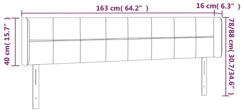 vidaXL Κεφαλάρι Κρεβατιού LED Σκούρο Μπλε 163x16x78/88 εκ. Βελούδινο