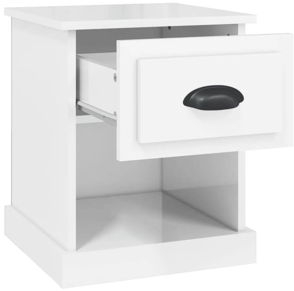 vidaXL Κομοδίνα 2 τεμ. Γυαλ. Λευκό 39x39x47,5 εκ. Επεξεργασμένο Ξύλο