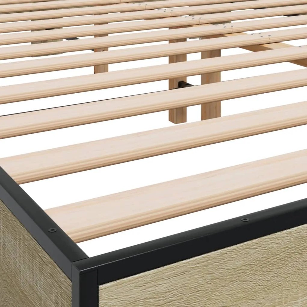 vidaXL Πλαίσιο Κρεβατιού Sonoma Δρυς 150x200 εκ. Επεξ. Ξύλο &amp; Μέταλλο