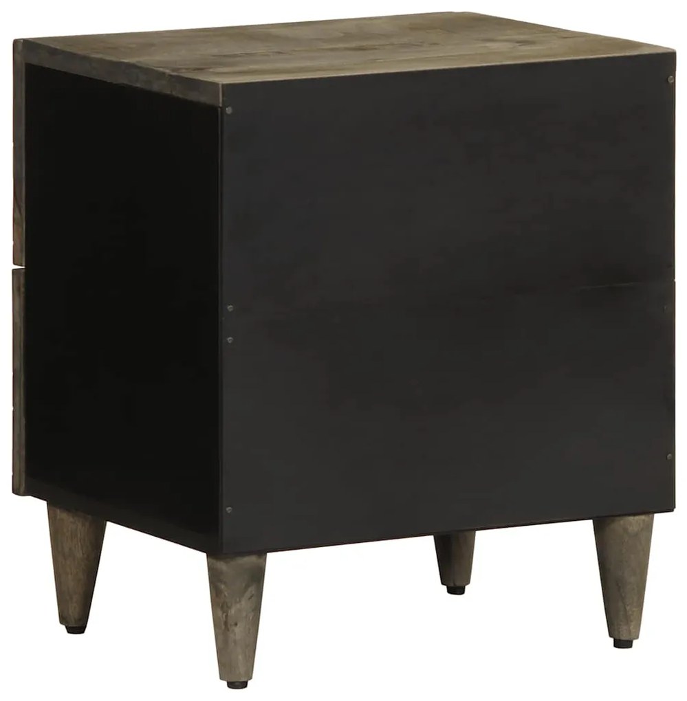 Κομοδίνα 2 τεμάχια ανοιχτό γκρι 40x33x46 cm μασίφ ξύλο Mango - Γκρι