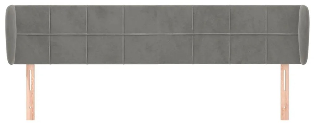 Κεφαλάρι με Πτερύγια Ανοιχτό Γκρι 163x23x78/88 εκ. Βελούδινο - Γκρι