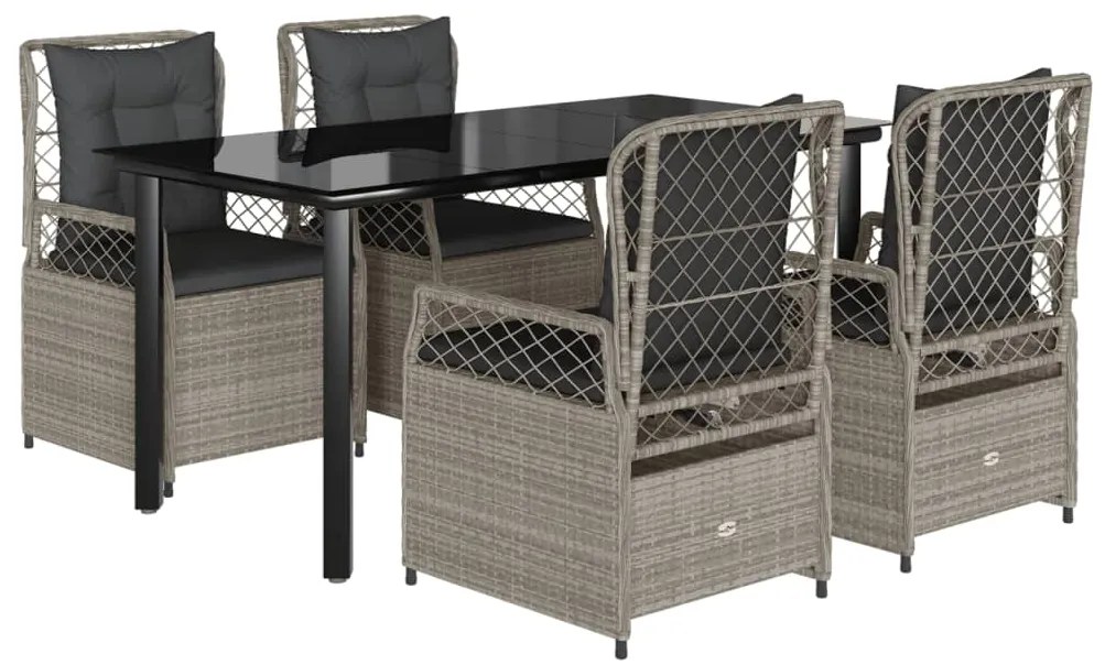 vidaXL Σετ Τραπεζαρίας Κήπου 5 τεμ. Αν. Γκρι Συνθ. Ρατάν με Μαξιλάρια