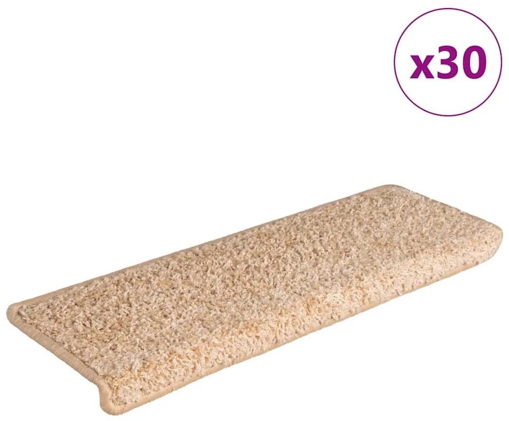 Πατάκια Σκαλιών 30 τεμ. Χρυσά Ορθογώνια Άκρα 65x21x4 εκ.