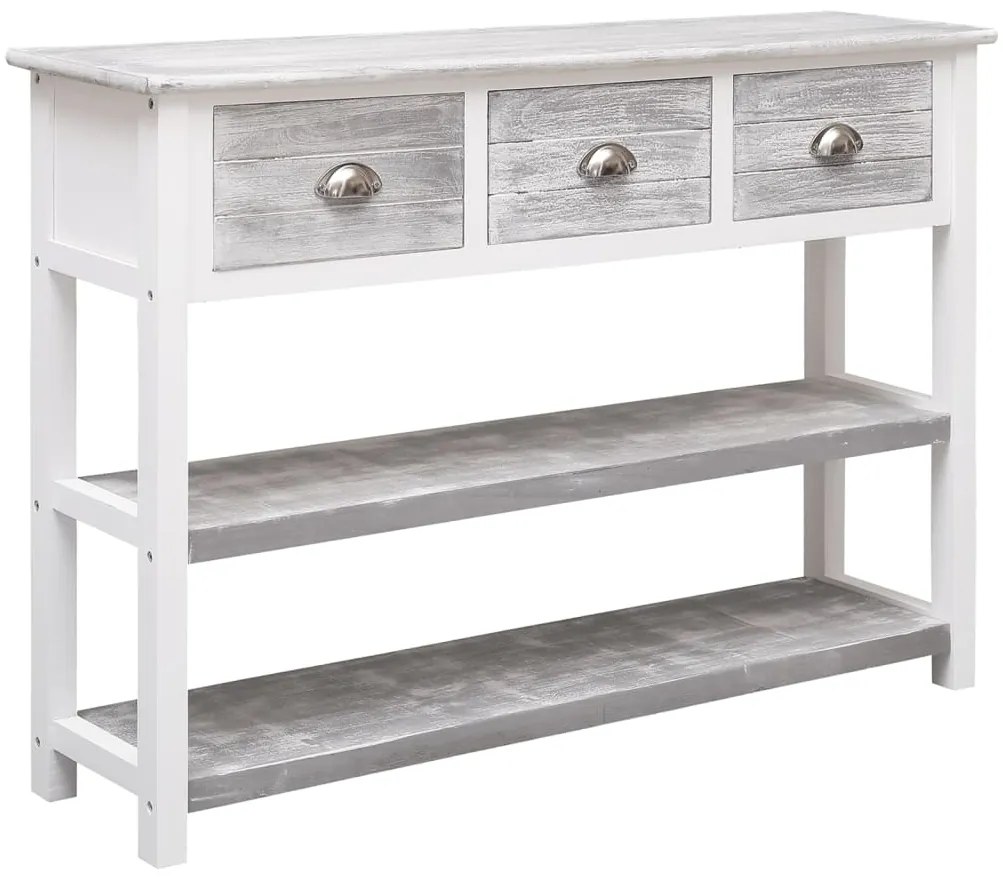 vidaXL Μπουφές Αντικέ Γκρι 108 x 30 x 76 εκ. από Μασίφ Ξύλο Παυλώνιας