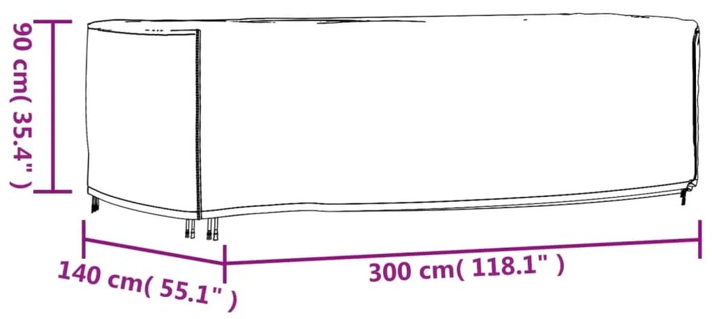 Κάλυμμα Επίπλων Κήπου Αδιάβροχο Μαύρο 300x140x90 εκ. 420D - Μαύρο