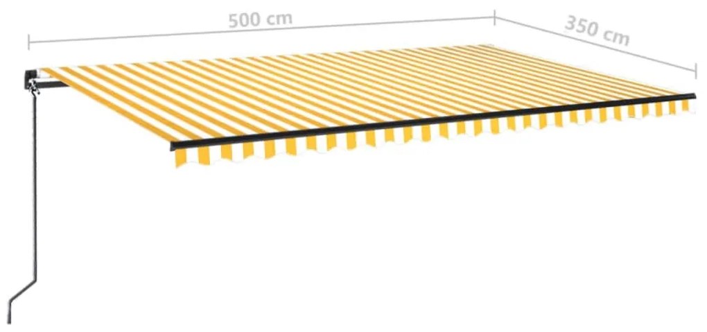 Τέντα Συρόμενη Χειροκίνητη με LED Κίτρινο / Λευκό 500 x 350 εκ. - Κίτρινο