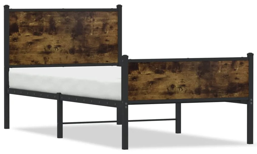 Σκελετός Κρεβ. Χωρίς Στρώμα Καπνιστή Δρυς 90x200 εκ. Μεταλλικό