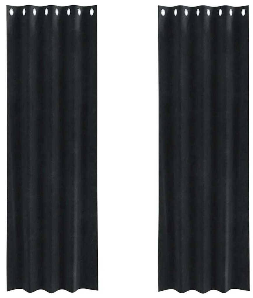 vidaXL Κουρτίνες με κουρτίνες 2 pcs Μαύρο 140 x 225 cm Βελούδο