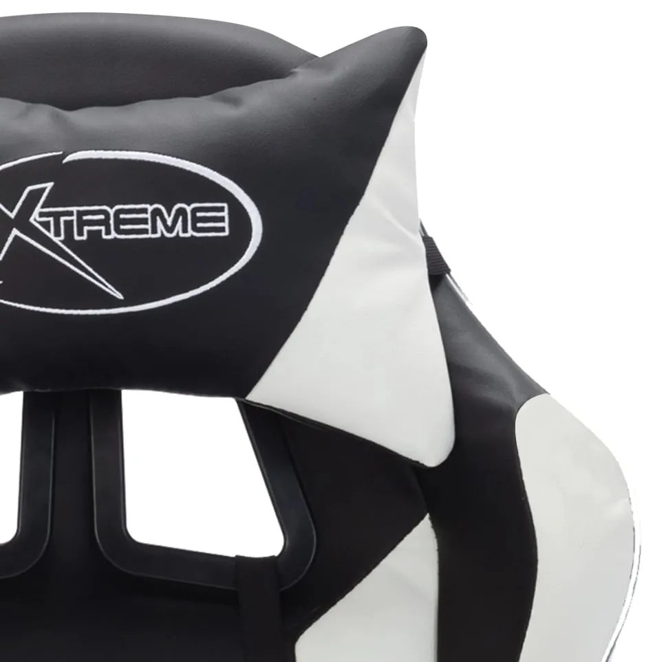 vidaXL Καρέκλα Racing με Φωτισμό RGB LED Ασπρόμαυρη Συνθετικό Δέρμα