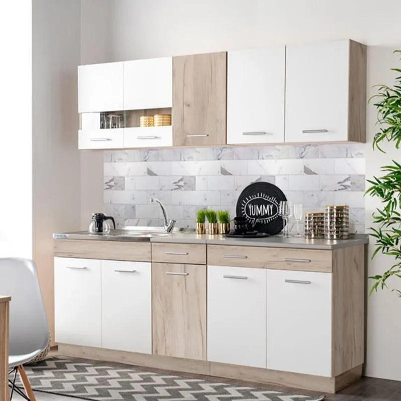 Έτοιμη Σύνθεση Κουζίνας Dalila 80S Γκρί Δρύς - Λευκό 80x51,5x206,5 εκ. 80x51.5x206.5 εκ.