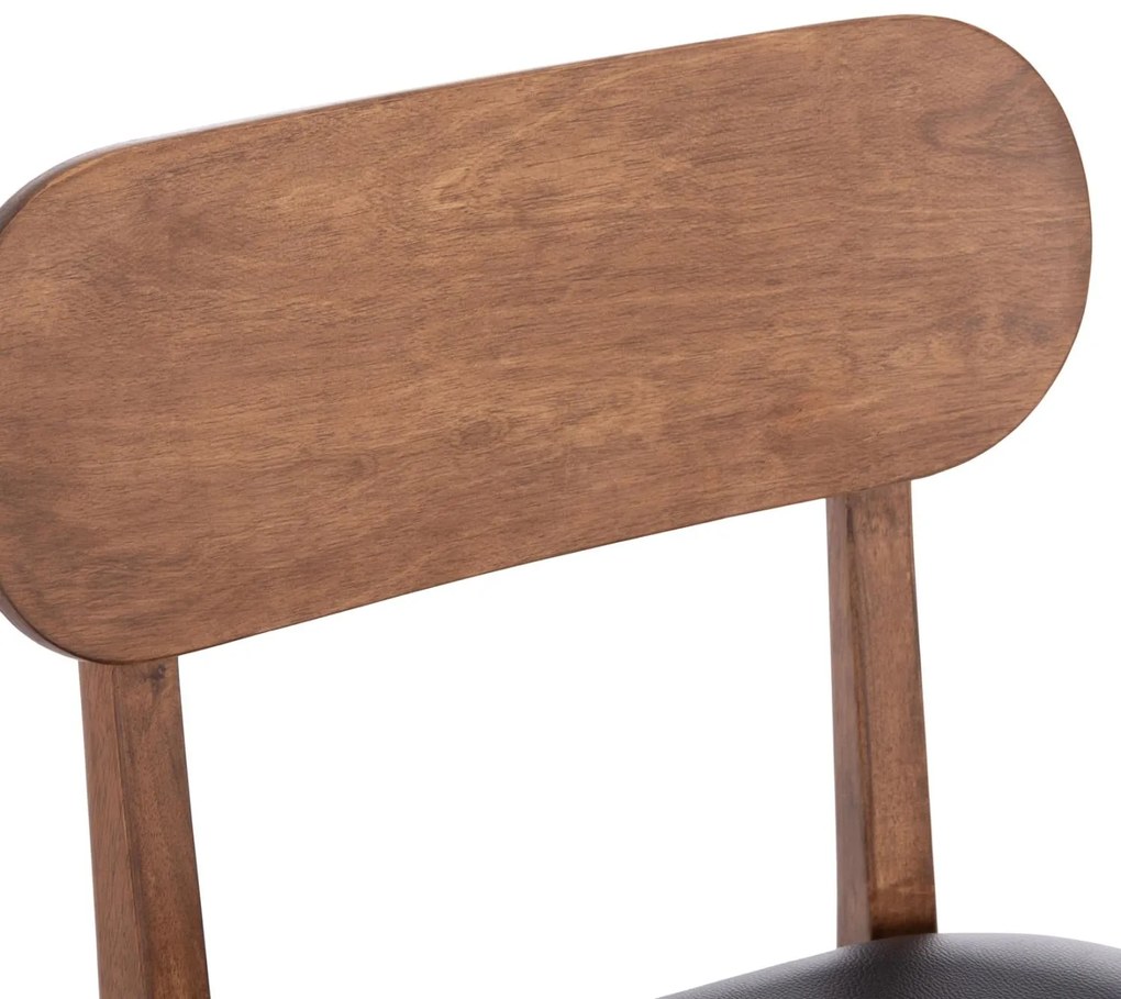 Καρέκλα Τραπεζαρίας SEKOR σε Καρυδί RUBBERWOOD - Μαύρο PU 51x48x79Υεκ. 2αδα 51x48x79 εκ.