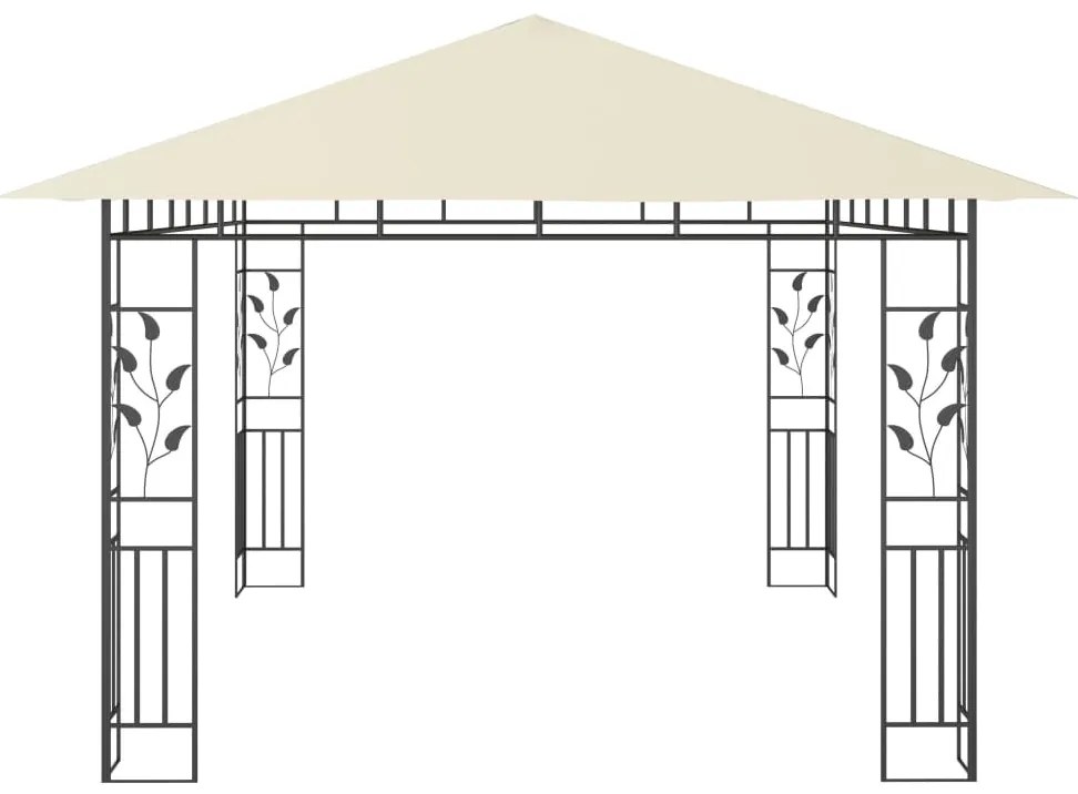 vidaXL Κιόσκι με Σήτα και Φωτάκια LED Κρεμ 4 x 3 x 2,73 μ.