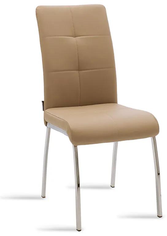 Καρέκλα Ariadne pakoworld PU μόκα-πόδι χρωμίου Model: 029-000071