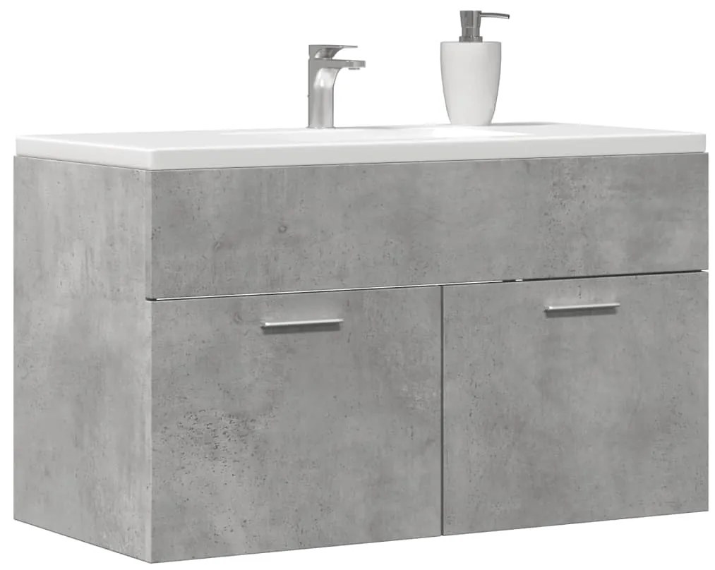 vidaXL Ντουλάπι Μπάνιου Γκρι Σκυροδέματος 90x38,5x46 εκ. Επεξ. Ξύλο