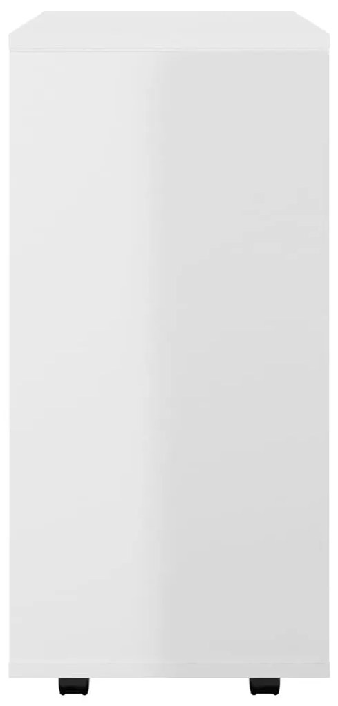 Ντουλάπι Τροχήλατο Γυαλιστ. Λευκό 60x35x75 εκ. από Επεξ. Ξύλο - Λευκό