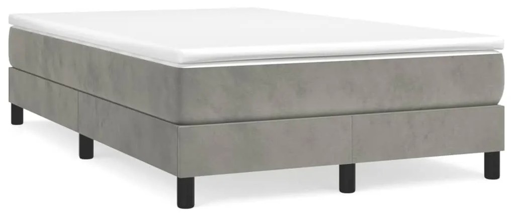 Κρεβάτι Boxspring με Στρώμα Ανοιχτό Γκρι 120x190 εκ. Βελούδινο - Γκρι