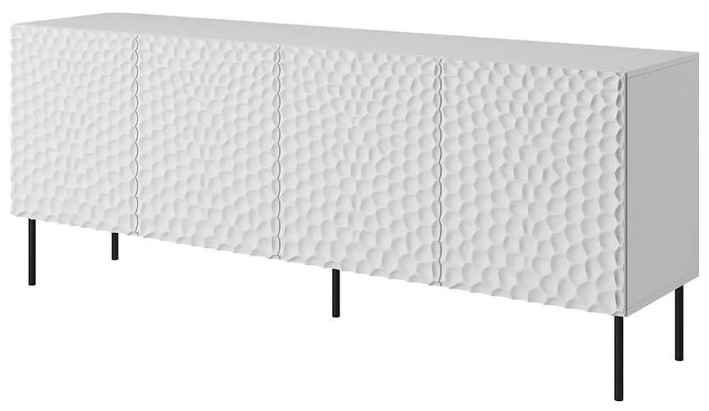 Μπουφές Holes 162581299 190x41x75cm White-Black Μοριοσανίδα, Μέταλλο