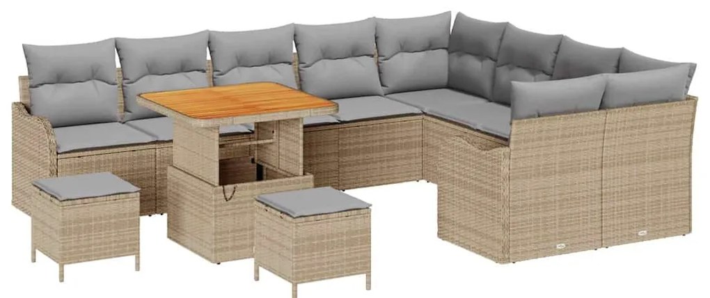 vidaXL Σετ Καναπέ Κήπου 12 pcs Μπεζ, Ανοιχτό Γκρι 80 x 80 x 71 cm
