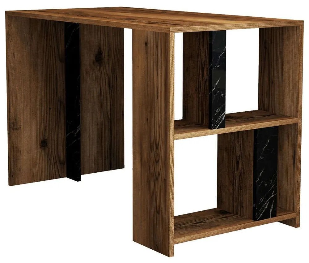 Γραφείο Lima 845HCT3840 120x60x75,4cm Marble Effect Black-Walnut