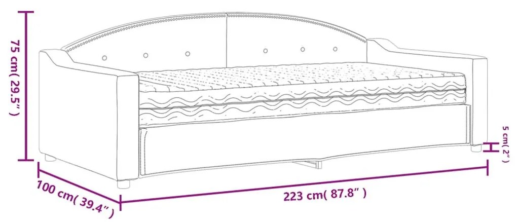 Καναπές Κρεβάτι με Στρώμα Taupe 90 x 200 εκ. Υφασμάτινο - Μπεζ-Γκρι