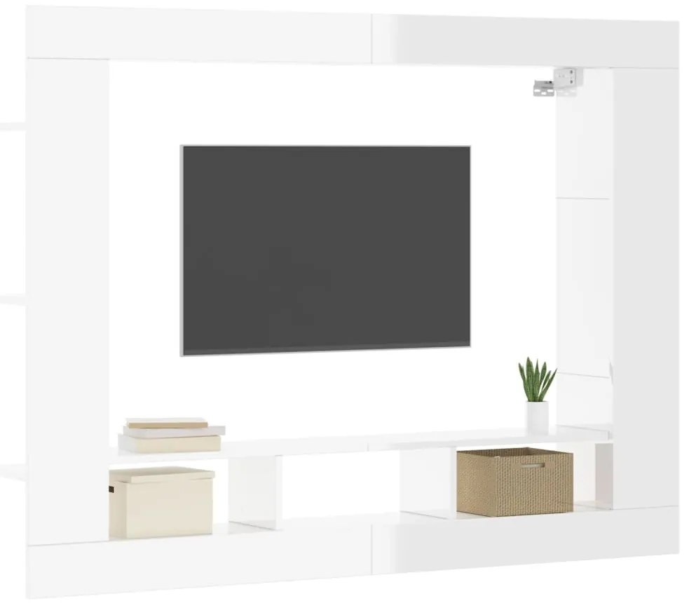 vidaXL Έπιπλο Τηλεόρασης Γυαλ. Λευκό 152x22x113 εκ. Επεξεργασμένο Ξύλο