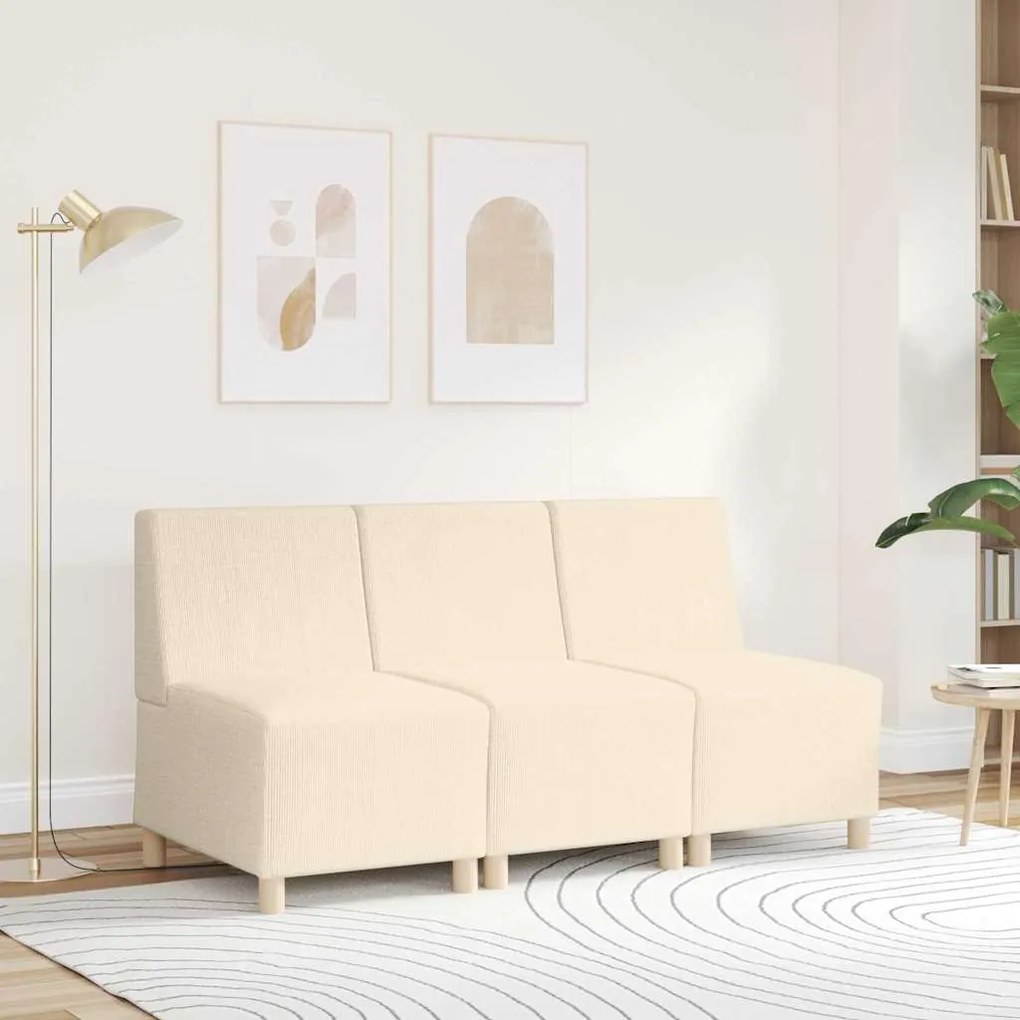 vidaXL Μοναδικός Καναπές χωρίς Χερούλια Κρεμ 55 x 74 x 82 εκ. Βελούδο