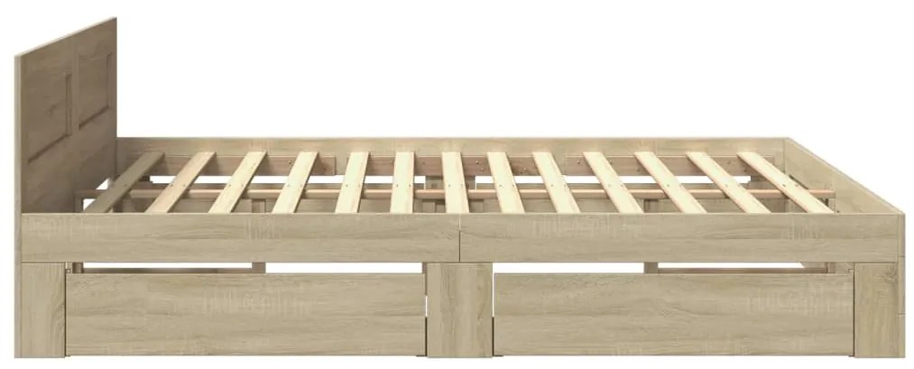 vidaXL Πλαίσιο Κρεβατιού με Κεφαλάρι Sonoma Δρυς 180x200εκ. Επεξ. Ξύλο