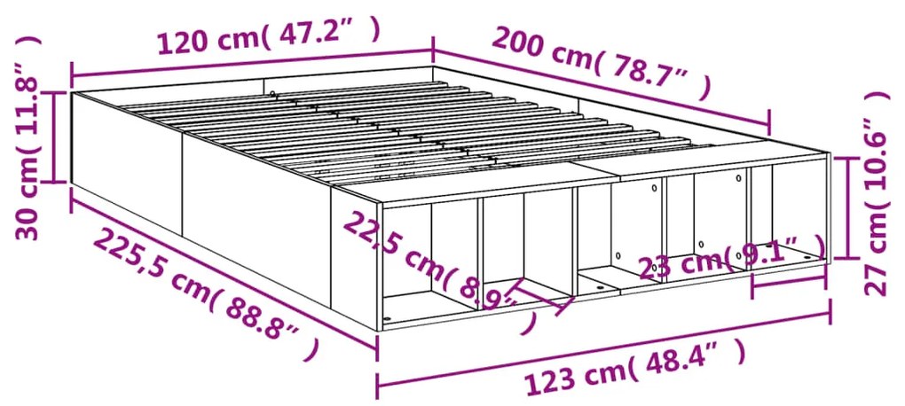 ΠΛΑΙΣΙΟ ΚΡΕΒΑΤΙΟΥ ΓΚΡΙ SONOMA 120X200 ΕΚ. ΕΠΕΞΕΡΓΑΣΜΕΝΟ ΞΥΛΟ 3280578